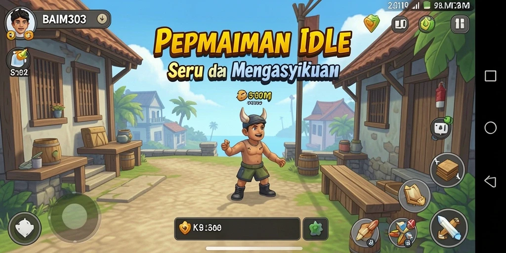 Tampilan gameplay menarik dari BAIM303 dengan elemen Idle menyenangkan.
