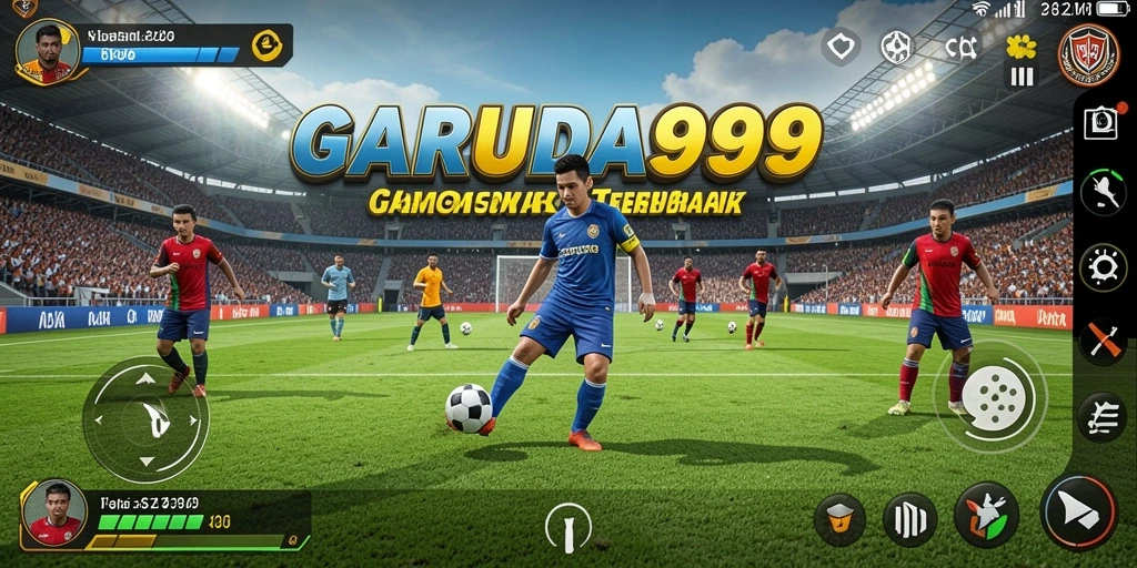 Screenshot utama GARUDA999 menampilkan pertandingan sepak bola yang mendebarkan.