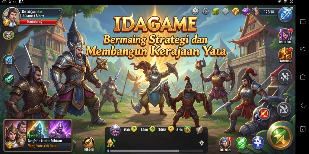 Tampilan gameplay IDAGAME dengan strategi dan pembangunan kerajaan.