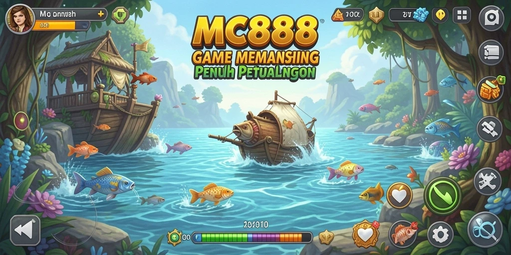 Screenshot utama MC888 menunjukkan gameplay memancing yang seru dan menantang.