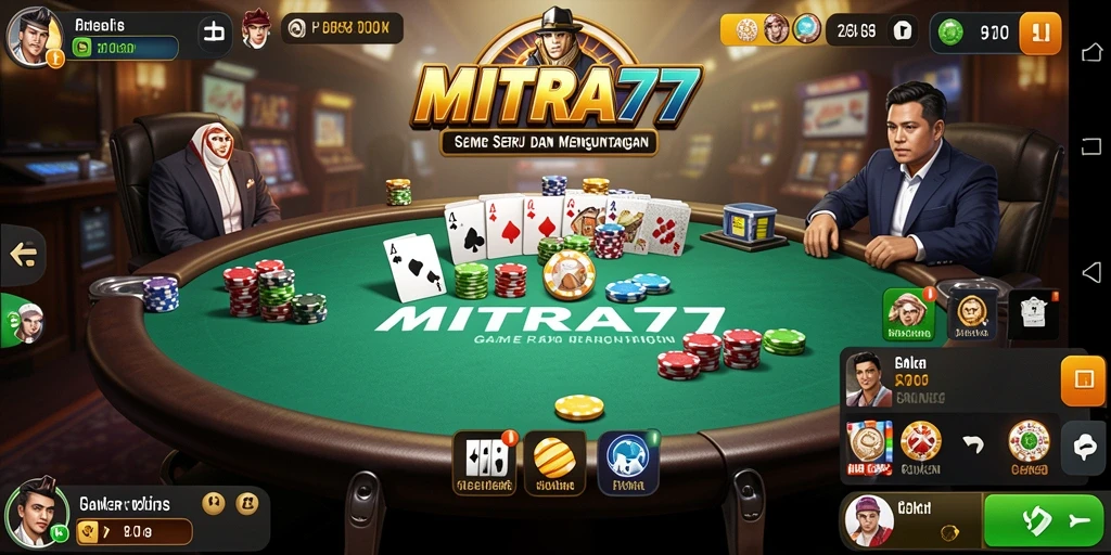 Tampilan menarik dari gameplay poker di MITRA77.