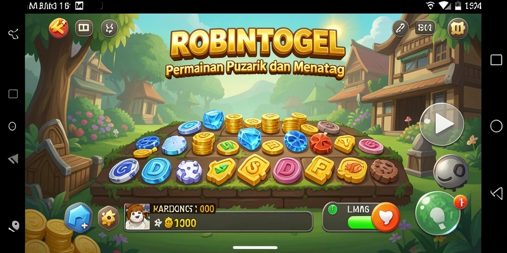 Screenshot utama ROBINTOGEL menunjukkan gameplay Puzzle menantang dan penuh warna.