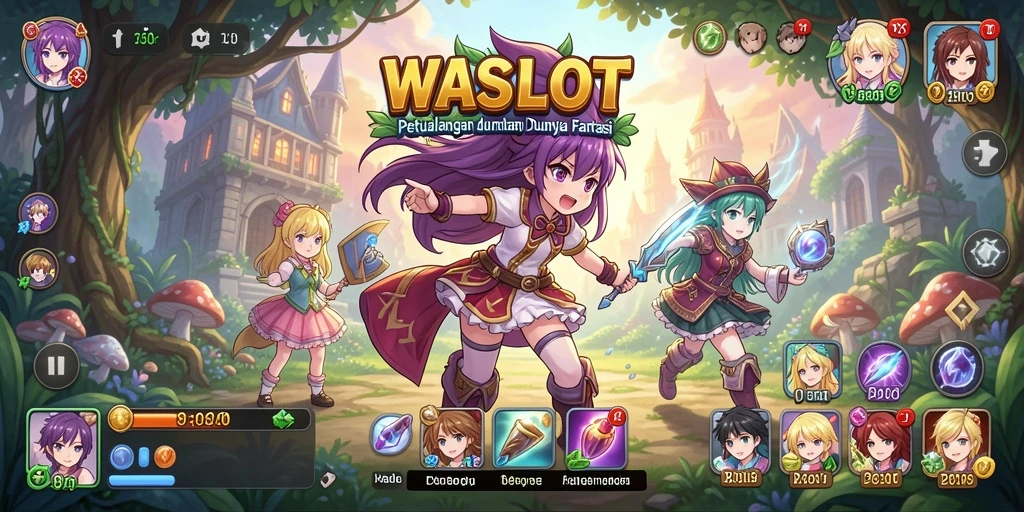 Tampilan pergulatan karakter dalam WASLOT yang penuh warna.